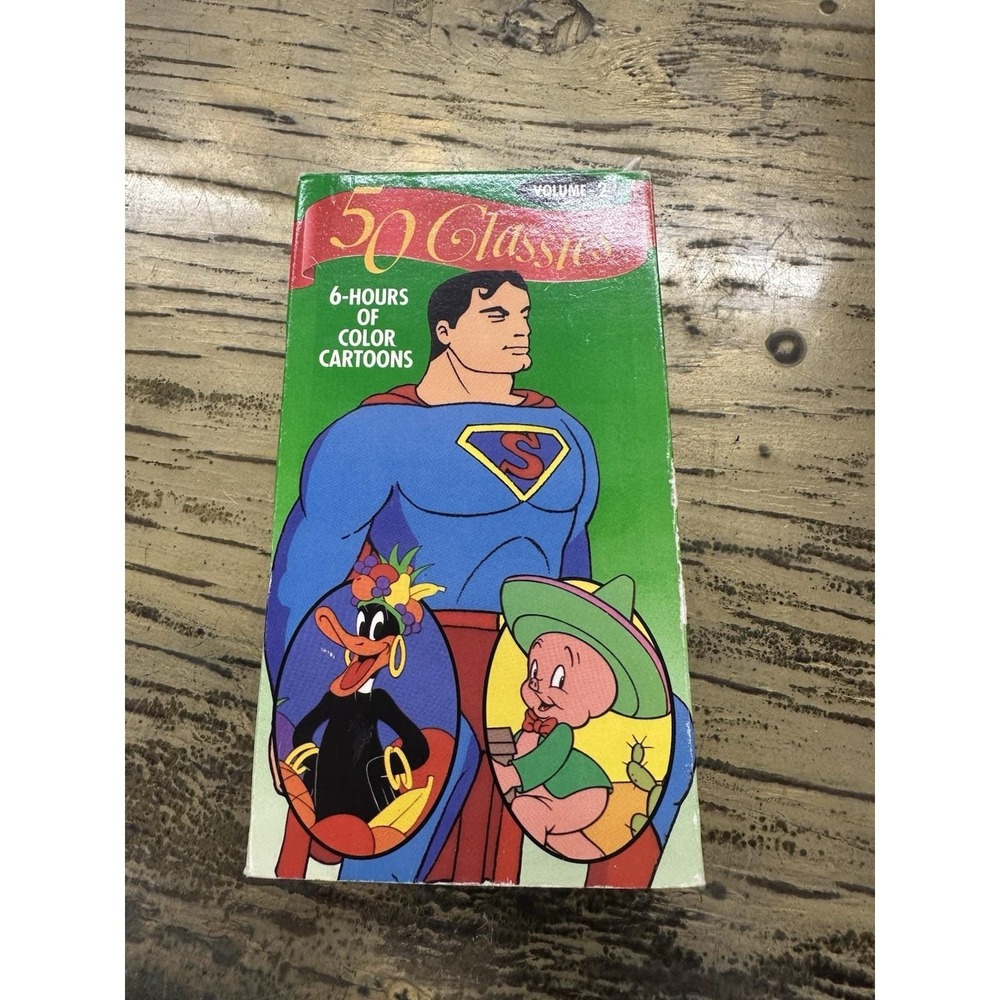50 Classics Vol. 2 - 6 Hours of Color Cartoons VHS Superman Looney Tunes